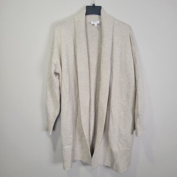 Haven Well Within Sweaters - Haven Well Within Cotton Blend Cardigan Womens Medium Cream Open Front Pockets